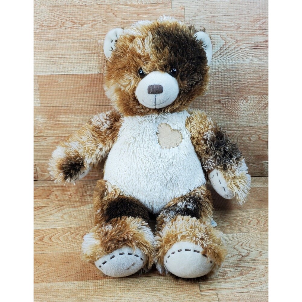 Brown Calico Champ Teddy Tan Heart Stitched Patch 17" Plush 2013 Build A Bear